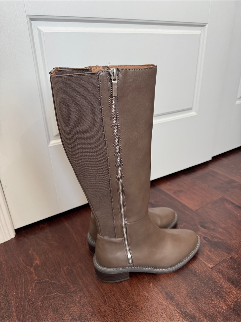 NEW A New Day Taupe Vegan Leather Boots Fall Transition Knee High, size 6 - Picture 7 of 8